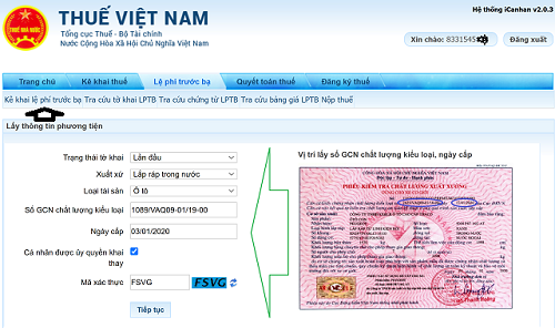 nộp lệ phí trước bạ online
